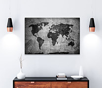 Obraz Mapa sveta čiernobiela 1387